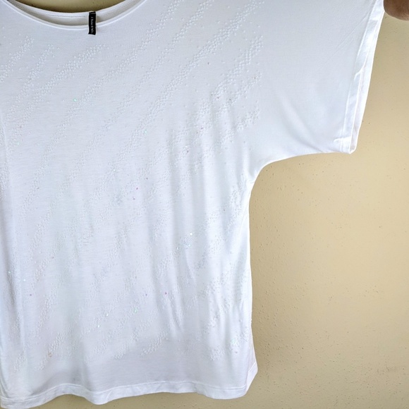 Semi-Sheer Scoop Neck Beads Sequins Top XL - Picture 7 of 8